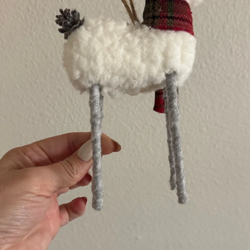 Hobby Lobby White and Gray Reindeer Ornament with Red Scarf - Picture 4 of 6